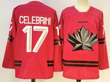 Canada #17 Celebrini Red stitched hockey jersey