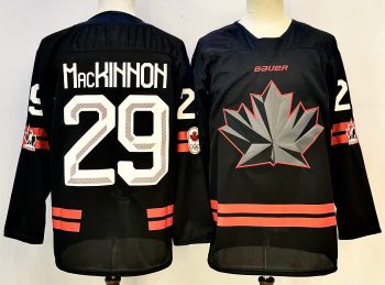 Canada #29 MacKinnon Black stitched hockey jersey