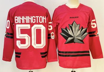 Canada #50 Binnington Red stitched hockey jersey