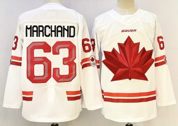 Canada #63 Marchand White stitched hockey jersey