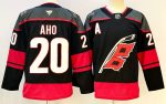 Carolina Hurricanes #20 Aho Black stitched hockey jersey