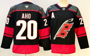 Carolina Hurricanes #20 Aho Black stitched hockey jersey