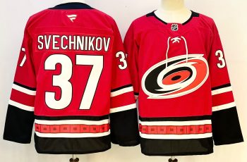 Carolina Hurricanes #37 Svechnikov Red stitched hockey jersey
