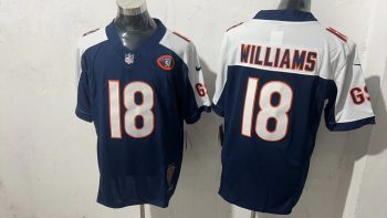 Chicago Bears #18 Caleb Williams Navy & White Stitched Jersey