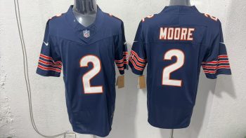 Chicago Bears #2 D.J. Moore Navy Stitched Jersey