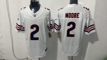 Chicago Bears #2 D.J. Moore White Stitched Jersey