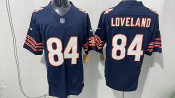 Chicago Bears #84 Robert Loveland Navy Stitched Jersey
