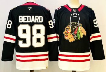Chicago Blackhawks #98 Bedard Black stitched hockey jersey