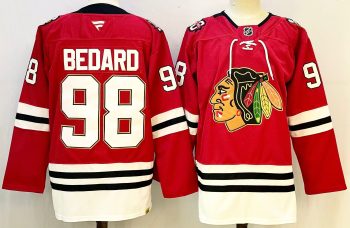 Chicago Blackhawks #98 Bedard Red stitched hockey jersey