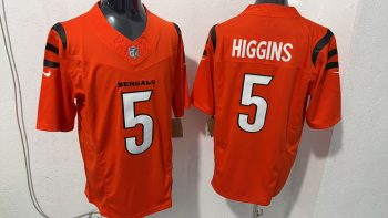 Cincinnati Bengals #5 Tee Higgins Orange Stitched Jersey