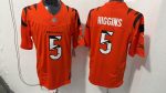 Cincinnati Bengals #5 Tee Higgins Orange Tiger Stripe Stitched Jersey