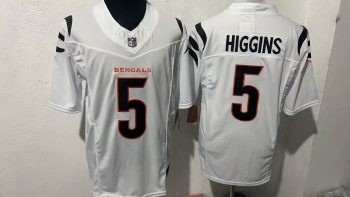 Cincinnati Bengals #5 Tee Higgins White Stitched Jersey