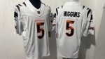 Cincinnati Bengals #5 Tee Higgins White Tiger Stripe Stitched Jersey