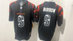 Cincinnati Bengals #9 Joe Burrow Black Tiger Stripe Stitched Jersey