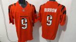 Cincinnati Bengals #9 Joe Burrow Orange Tiger Stripe Stitched Jersey