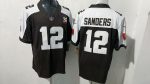 Cleveland Browns #12 Sanders BrownWhite Stitched Jersey
