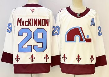 Colorado Avalanche #29 MacKinnon White stitched hockey jersey