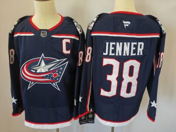 Columbus Blue Jackets #38 Jenner Navy stitched hockey jersey (2)
