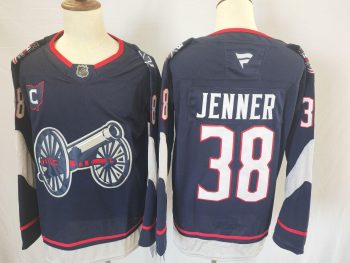 Columbus Blue Jackets #38 Jenner Navy stitched hockey jersey