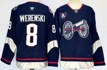 Columbus Blue Jackets #8 Werenski Navy stitched hockey jersey
