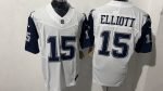 Dallas Cowboys 15 Ezekiel Elliott White & Navy Blue Stitched Jersey