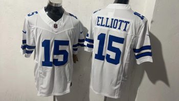 Dallas Cowboys 15 Ezekiel Elliott White Stitched Jersey
