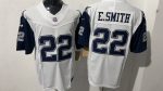 Dallas Cowboys 22 Emmitt Smith White & Navy Blue Stitched Jersey
