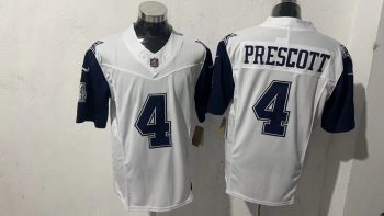 Dallas Cowboys 4 Dak Prescott Navy Blue & White Stitched Jersey (2)