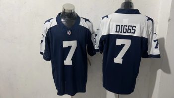 Dallas Cowboys 7 Trevon Diggs Navy Blue & White Stitched Jersey (2)