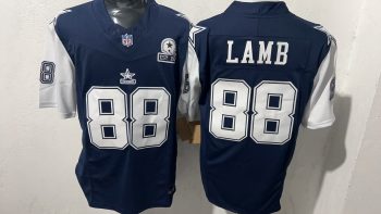 Dallas Cowboys 88 CeeDee Lamb Navy Blue & White Stitched Jersey