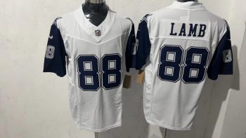 Dallas Cowboys 88 CeeDee Lamb White & Navy Blue Stitched Jersey