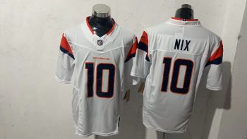 Denver Broncos 10 Bo Nix White Stitched Jersey
