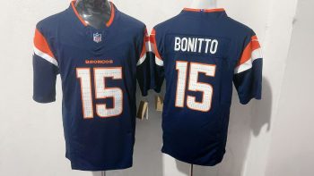 Denver Broncos 15 Nik Bonitto Navy Blue Stitched Jersey