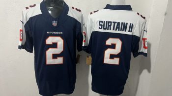 Denver Broncos 2 Patrick Surtain II Navy Blue & White Stitched Jersey