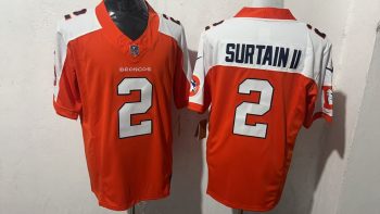 Denver Broncos 2 Patrick Surtain II Orange & White Stitched Jersey