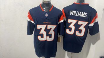 Denver Broncos 33 Javonte Williams Navy Blue Stitched Jersey