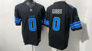 Detroit Lions #0 Gibbs Black Stitched Jersey