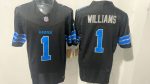 Detroit Lions #1 Williams Black Stitched Jersey