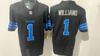 Detroit Lions #1 Williams Black Stitched Jersey