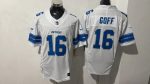 Detroit Lions #16 Goff White Stitched Jersey