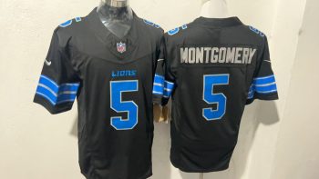 Detroit Lions #5 Montgomery Black Stitched Jersey