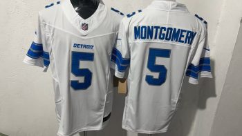 Detroit Lions #5 Montgomery White Stitched Jersey