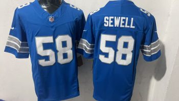 Detroit Lions #58 Sewell Blue Stitched Jersey