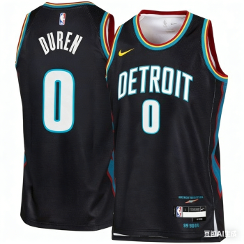 Detroit Pistons #0 Jalen Duren - Youth Black 2025-26 City Edition