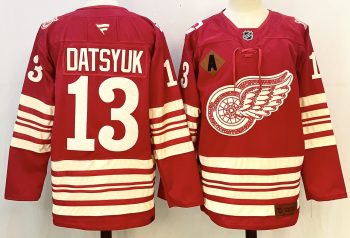 Detroit Red Wings #13 Datsyuk Red stitched hockey jersey