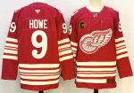 Detroit Red Wings #9 Howe Red stitched hockey jersey