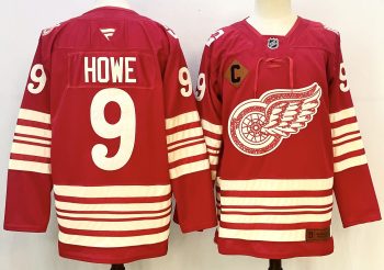 Detroit Red Wings #9 Howe Red stitched hockey jersey