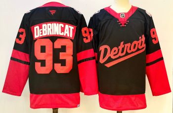 Detroit Red Wings #93 DeBrincat Black & Red stitched hockey jersey