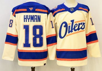 Edmonton Oilers #18 Hyman Cream stitched hockey jersey