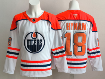 Edmonton Oilers #18 Hyman White stitched hockey jersey